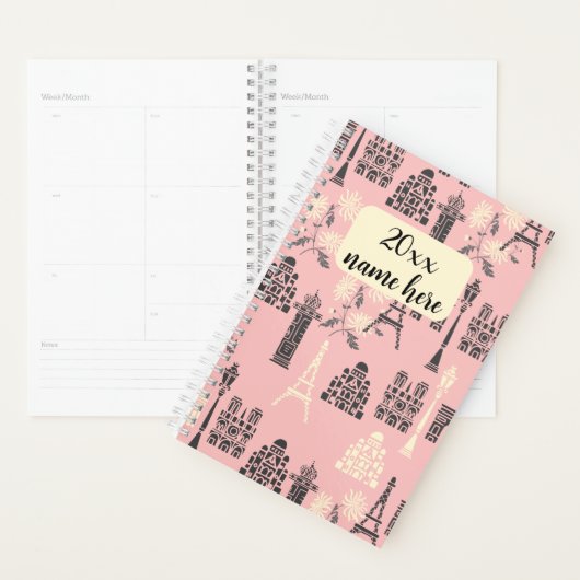 Personnalisé Pink Paris Planner (Devant avec enveloppe)
