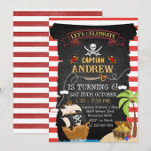 Personnalisé Pirate Anniversaire Fête Carte des tr (Devant / Derrière)