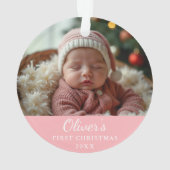 Personnalisé Premier Noël bébé photo rose (dos)