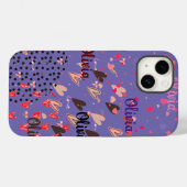 Personnalisé Purple Coeurs colorés iPhone 14 Coque (Verso (horizontal))