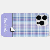 Personnalisé Purple Plaid iPhone 14 Pro Max Coque (Verso (horizontal))