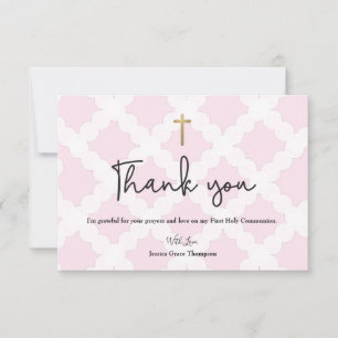 Personnalisé rose Premier Saint Communion Merci C