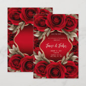 [Personnalisé] Rose rouge Faire-part de mariage (Devant / Derrière)