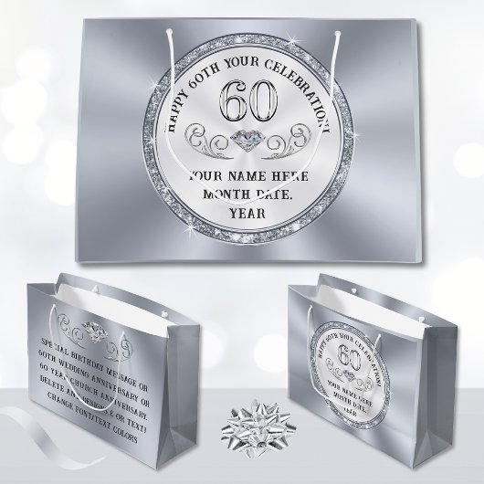 Personnalisé, Sac cadeau de 60e anniversaire, tout