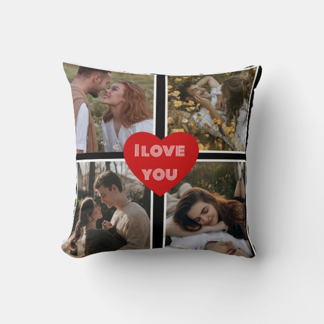 Personnalisé Saint Valentin Photo Collage Coussin (Recto)