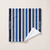 Personnalisé Simple Marine Bleu Striqué Nautique (Gant de toilette)