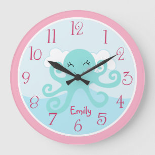Personnalisé Sous la vie marine Horloge pieuvre