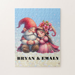 Personnalisé Valentine Gnome couple Jigsaw Puzzle