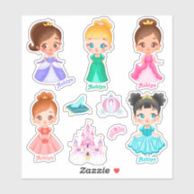 Personnalisé Vibrant Kids Princess Nom Étiquette