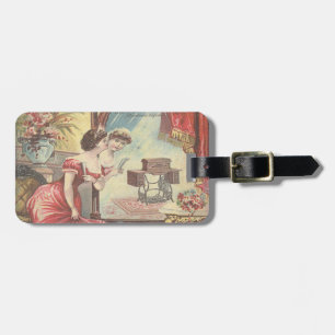 Personnalisé, Vintage, étiquette de bagage à coudr