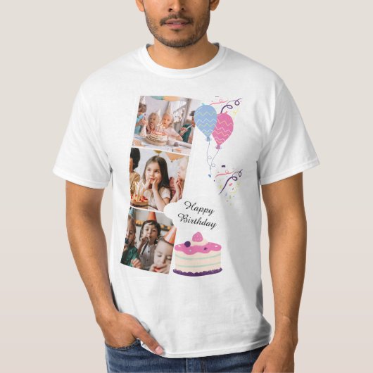 Personnalisé Violet amusant Joyeux T-shirt d'anniv (Devant)