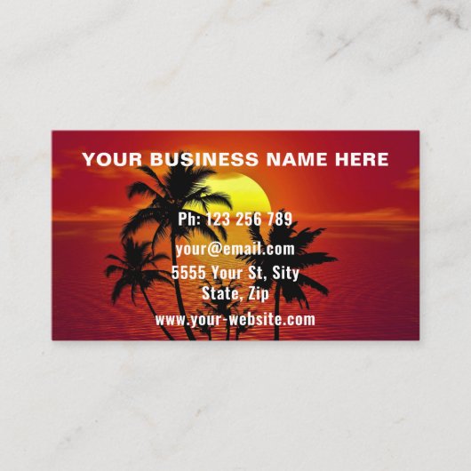 Personnalisé Votre Carte de visite Sunset Tropical (Devant)
