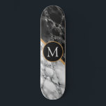 Personnalisé Votre Lettre Skateboard Marble Stone<br><div class="desc">Skateboards personnalisés avec design en pierre de marbre noir blanc - Ajouter votre lettre / ou année - Age / Numéro / Plus - avec outil de personnalisation!</div>
