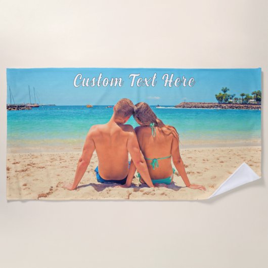 Personnalisé Votre Photo Plage Serviette Texte Per (Devant)