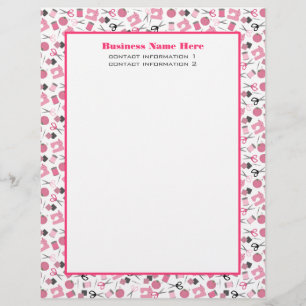 Personnalisée En-tête de lettre de couture rose