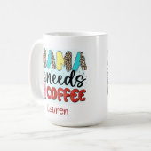 Personnalisée, Mama Funny A Besoin De Café Mug (Devant gauche)
