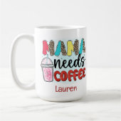 Personnalisée, Mama Funny A Besoin De Café Mug (Gauche)