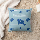 Personnaliser avec nom poisson coussin blues et bl (Couverture)