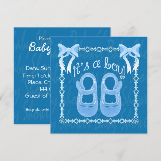 Personnaliser Bleu bébé Boy douche invitation (Devant / Derrière)