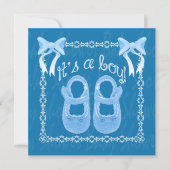 Personnaliser Bleu bébé Boy douche invitation (Devant)