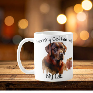 PERSONNALISER Brown Labrador Watercolor Coffee Mug