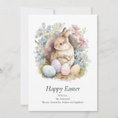 Personnaliser Bunny Pâques Floral Pastel Carte Pâq (Devant)