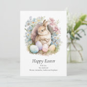Personnaliser Bunny Pâques Floral Pastel Carte Pâq (Debout devant)