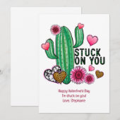 Personnaliser Cactus Pink Heart Carte Saint-Valent (Devant / Derrière)