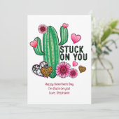 Personnaliser Cactus Pink Heart Carte Saint-Valent (Debout devant)