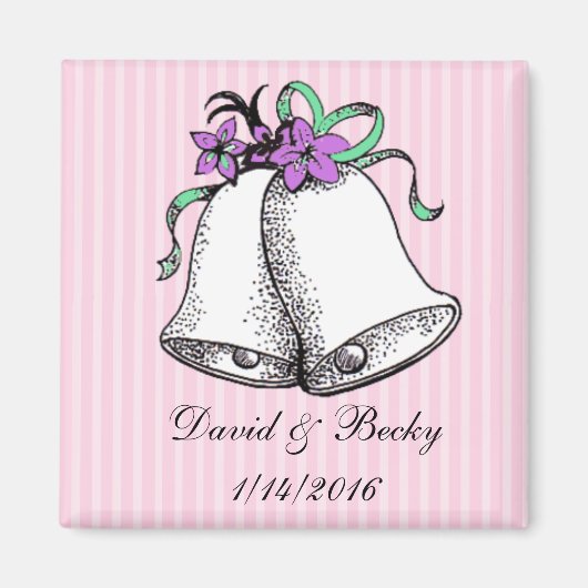 Personnaliser ces Magnets de mariage rose Favorise (Devant)