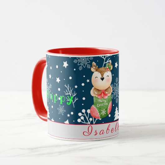 Personnaliser des fêtes des cerfs Texte et nom Mug (Devant gauche)