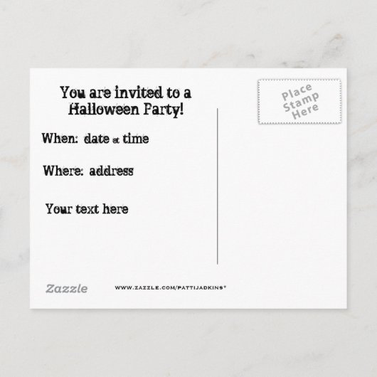 Personnaliser Éffrayant Chat Halloween Invitation (Dos)