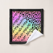Personnaliser Faux Rainbow Leopard Poster de anima (Gant de toilette)