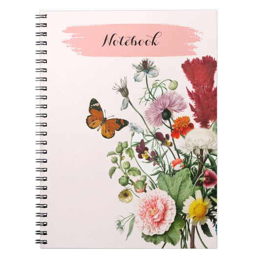 PERSONNALISER : Fleurs + Papillon | Carnet (Devant)