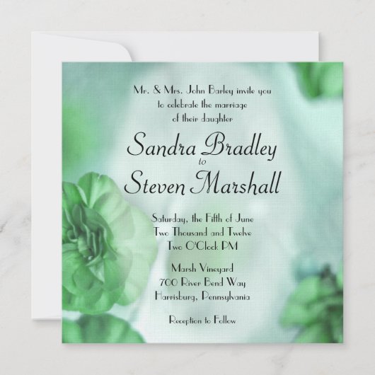 Personnaliser Green Floral Wedding Invitations non (Devant)
