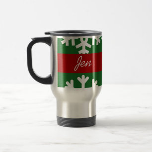 Personnaliser Green Snowflake Voyage Café Mug