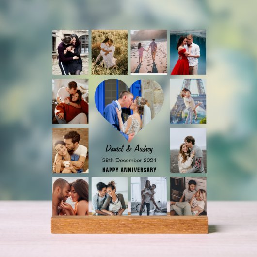 Personnaliser Heart Photo Collage Anniversaire Cad (Neutre)