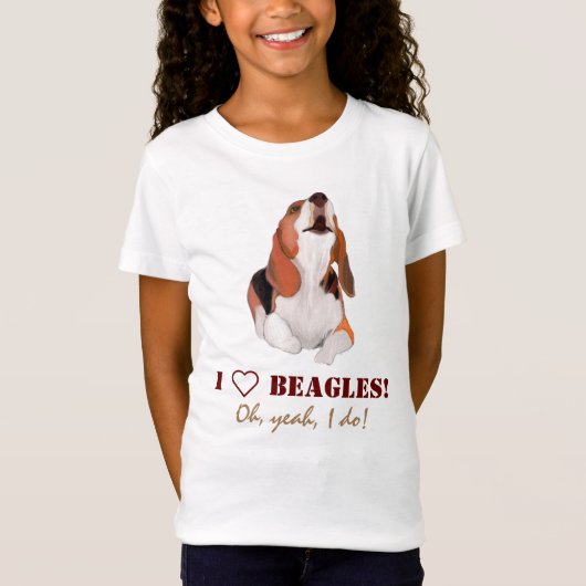 Personnaliser I Love Howling T-shirt Beagle (Devant)