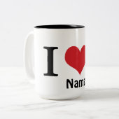 Personnaliser I Nom du coeur Café Mug (Devant gauche)
