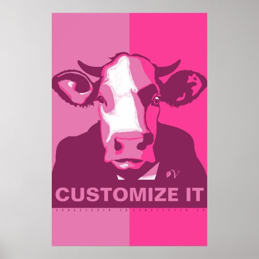 PERSONNALISER IT Pink Pop Art Cow Poster (Devant)