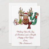 Personnaliser Joy Reindeer Carte de Noël (Devant / Derrière)