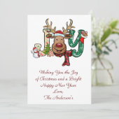 Personnaliser Joy Reindeer Carte de Noël (Debout devant)