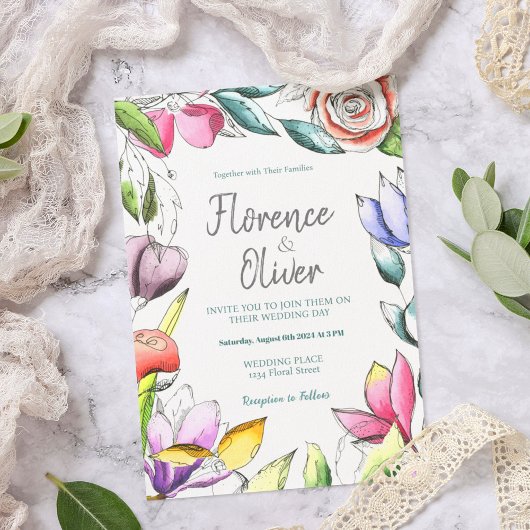 Personnaliser la Faire-part de mariage florale