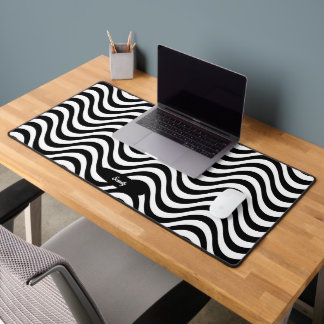 Personnaliser le nom Black White Wavy Stripes Hypn