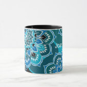 Personnaliser le nom Blue Paisley Black Inside Mug (Centre)
