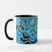 Personnaliser le nom Blue Paisley Black Inside Mug (Gauche)