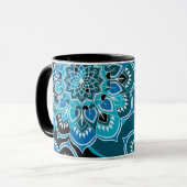Personnaliser le nom Blue Paisley Black Inside Mug (Devant gauche)