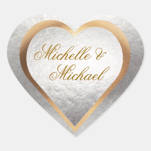 Personnaliser Mariage Gold Silver Coeur Sticker (Devant)