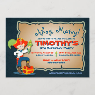 Personnaliser mignon Pirate Invitation Anniversair