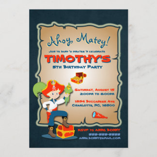 Personnaliser mignon Pirate Invitation Anniversair
